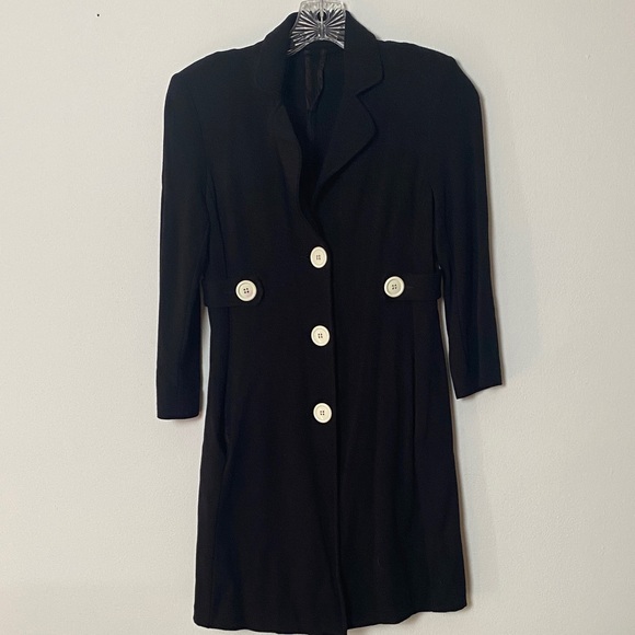 Laundry By Shelli Segal Jackets & Blazers - Laundry By Shelli Segal Black Long Blazer with White Accents